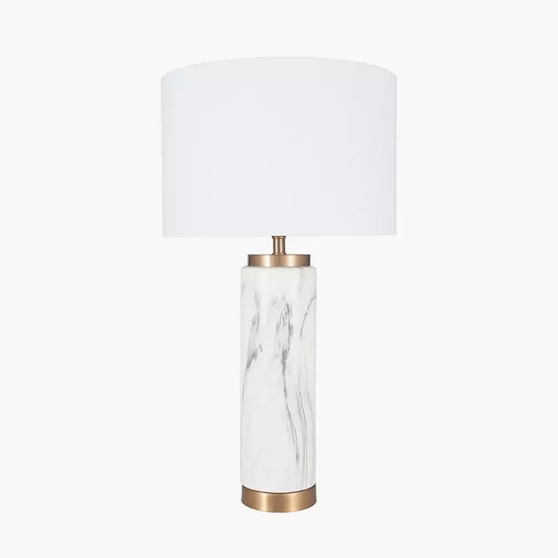 Carrara Marble Effect Ceramic Table Lamp w/Shade 30-722-c