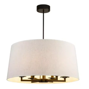 Taklampe Aruba 6Armer Sort Sand Lin Skjerm D75cm 229049
