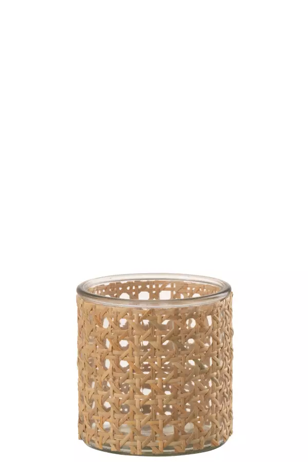 Tealight Rattan 10x10cm 21051