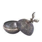 Cream Ant. Glass Storage Box W Deer Head 721919 4
